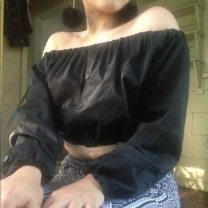 SOLD. Off the shoulder crop top blouse